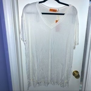 ONE A  WHITE EMELLISHED HI/LO  TOP